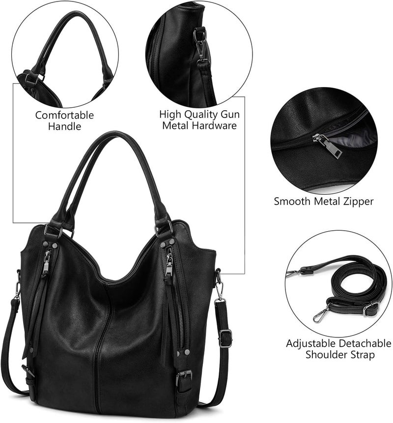 Realer Tote Bag for Women PU Leather Shoulder Bags Fashion Hobo Bags Large Purse and Handbags with Adjustable Shoulder Strap - Image 2